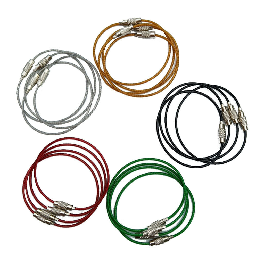 20Pcs Stainless Steel Wire Keychain Rings Cable Loops 5cm Loop Reusable