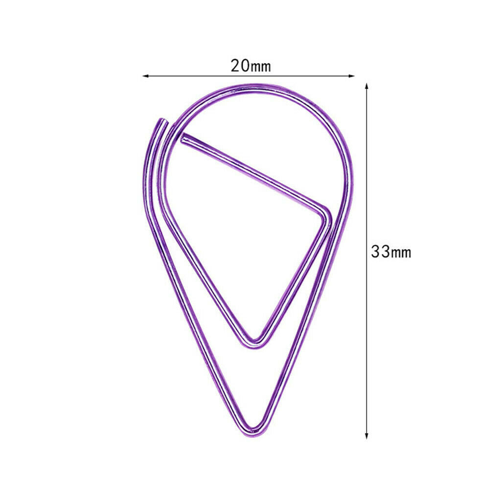 50x Paperclips Bookmark Water Drop Shape Birthday Gifts Child Stationery 34 X 20