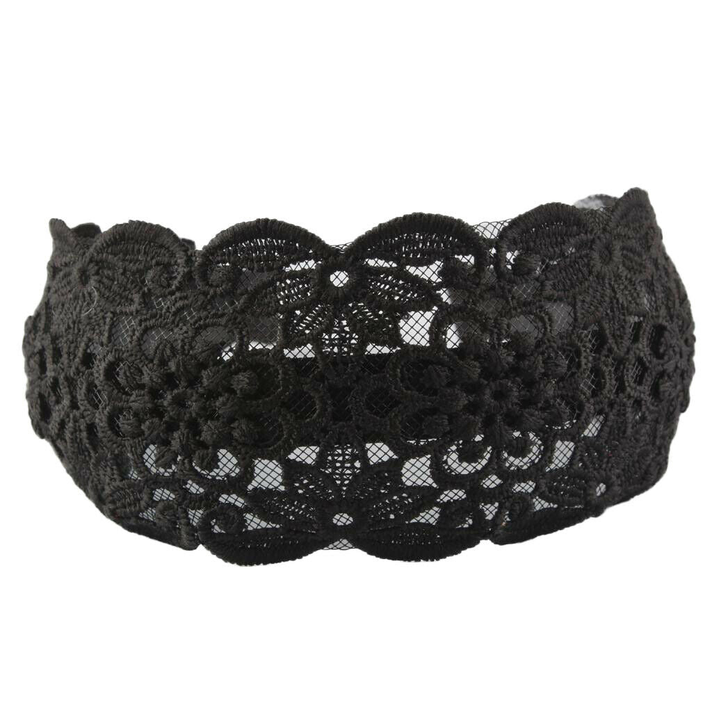 2pcs Women Lace Fabric Wide Headband Hair Band Hoop Wrap Hair Accessories
