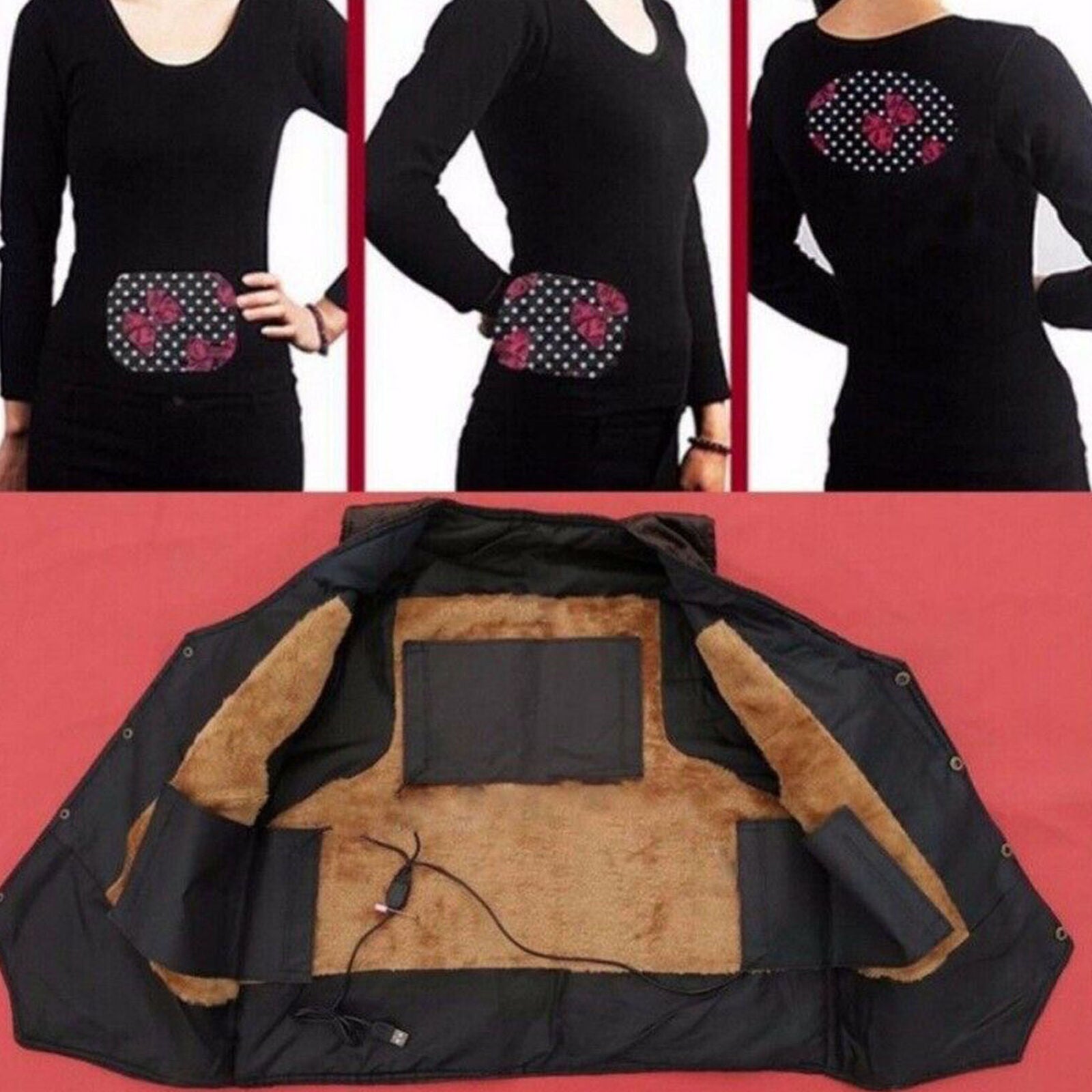 8-in-1 Electric Vest Heater Warm Cloth Jacket USB Thermal Heated Pad Body Warmer