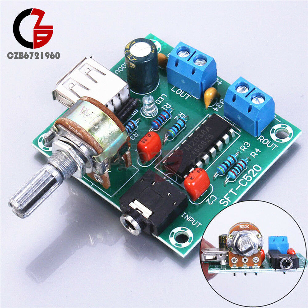 DC 2-6V PM2038 Dual Track 5Wx2 Amplifier Board 5W+5W USB Power Supply Module