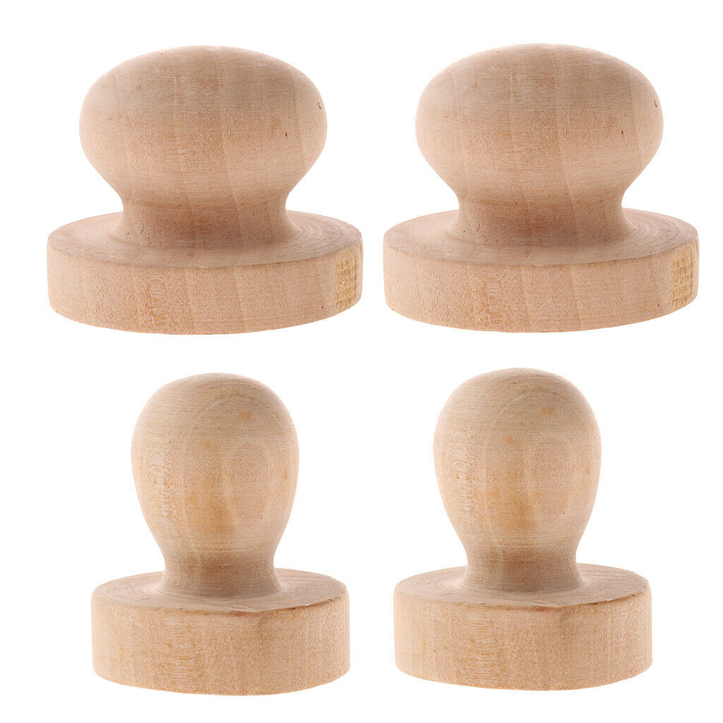 Prettyia 4x Wooden Rubber Stamp Handle for DIY Wood Craft Stamp Scrapbooking