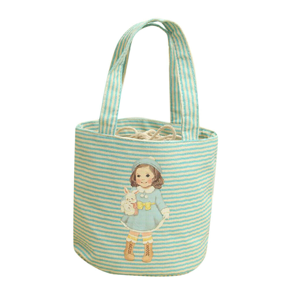 Canvas Lunch Bag Insulated Lunch Tote Soft Bento Cooler Bag Container Blue