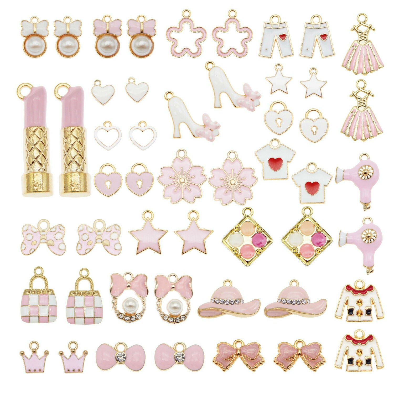 25PCS Mix Bag Hat Female Supplies Enamel Charm Bowknot Alloy Pendant Jewelry DIY