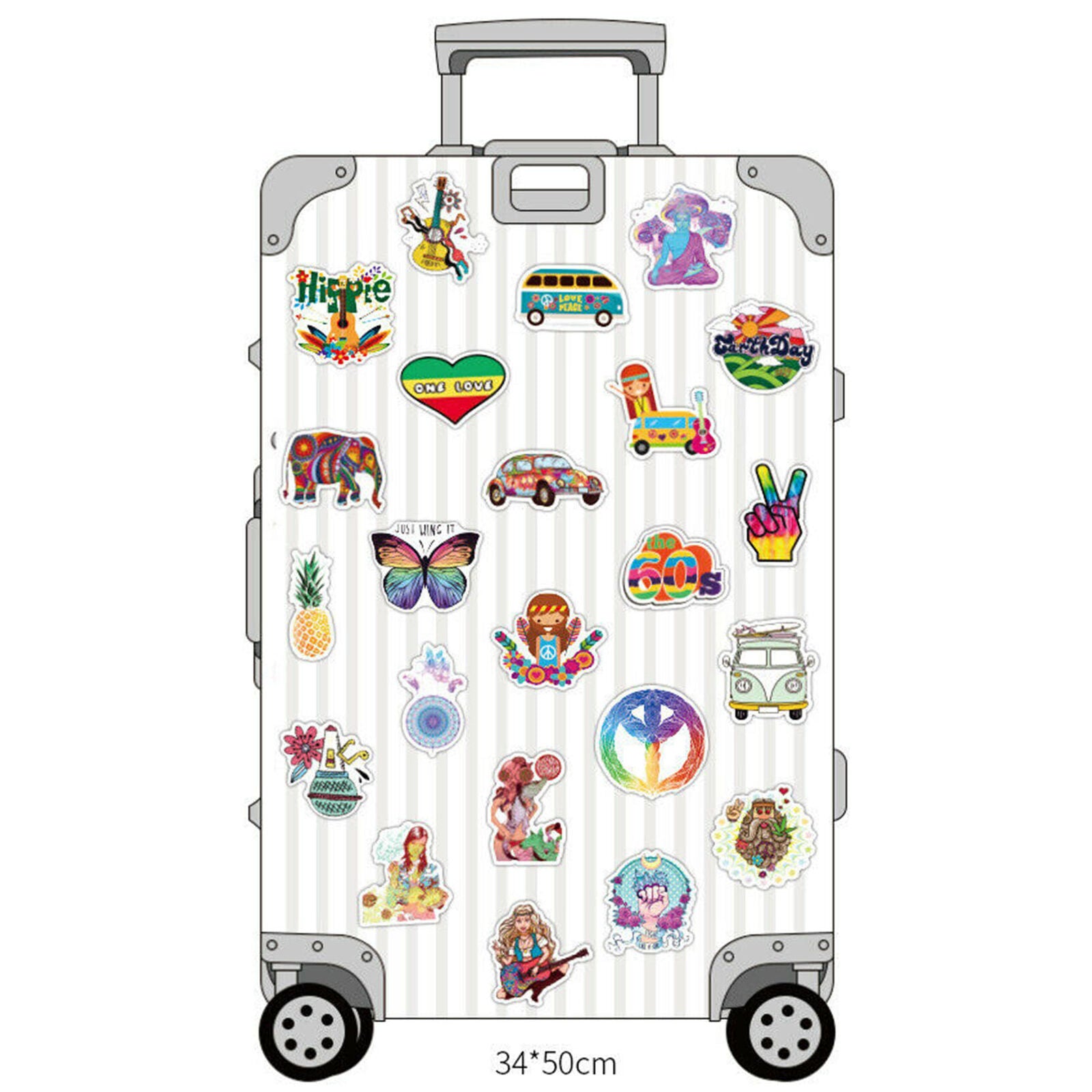 100PCS Hippie Laptop Skateboard Stickers Bomb Vinyl Luggage Decals Dope Sticke