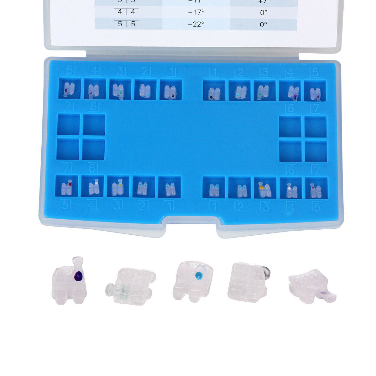 5 Packs Dental Orthodontic Ceramic Brackets Roth.022 Hooks 345 Marked Braces
