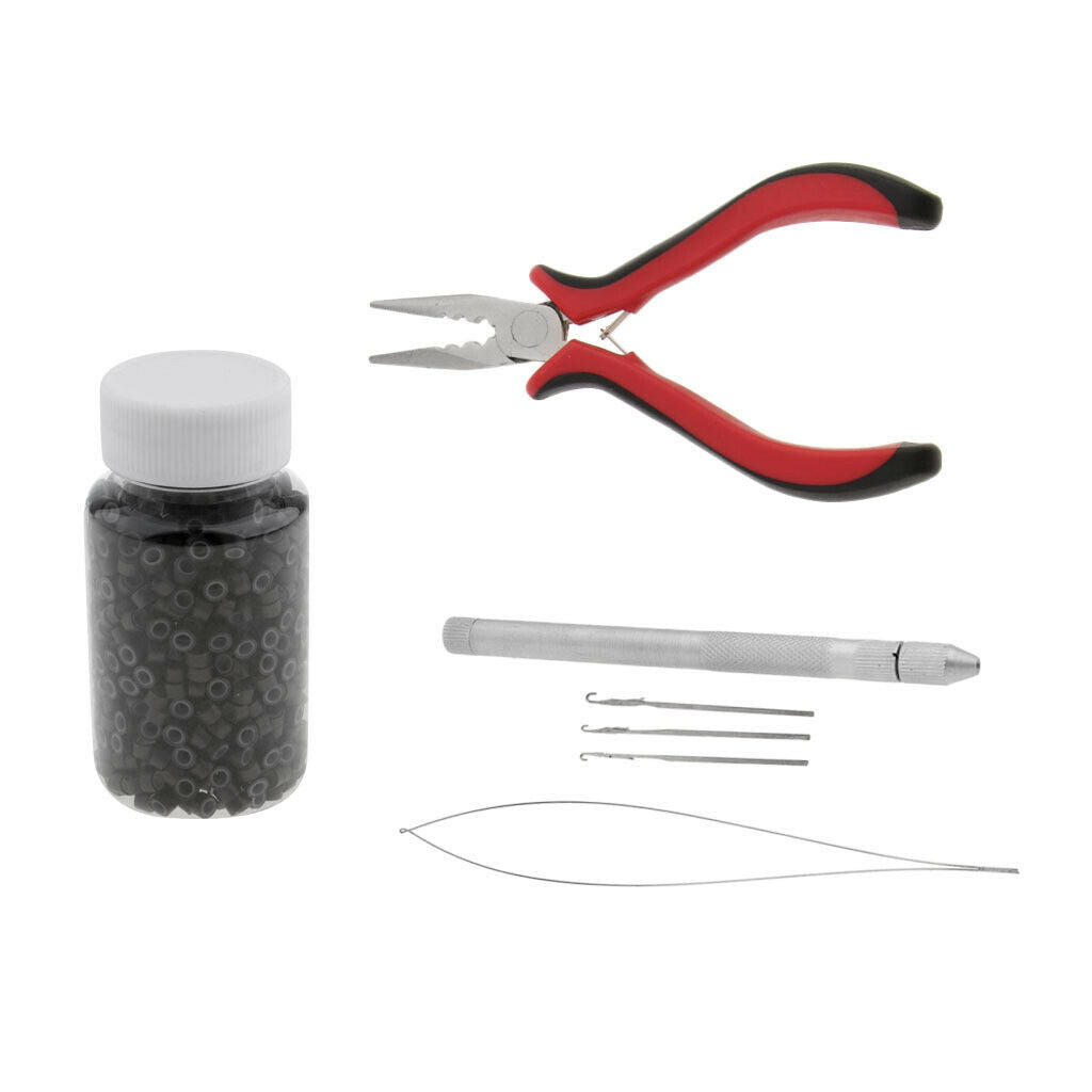 Set of Hair Extensions Tool Kit Pliers + Pulling  + 1000 Micro Beads