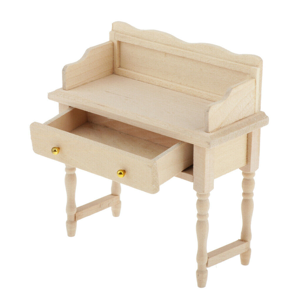 Set of 2 1:12 Wooden Desk Table Dressing Table for Bedroom Furniture Kits