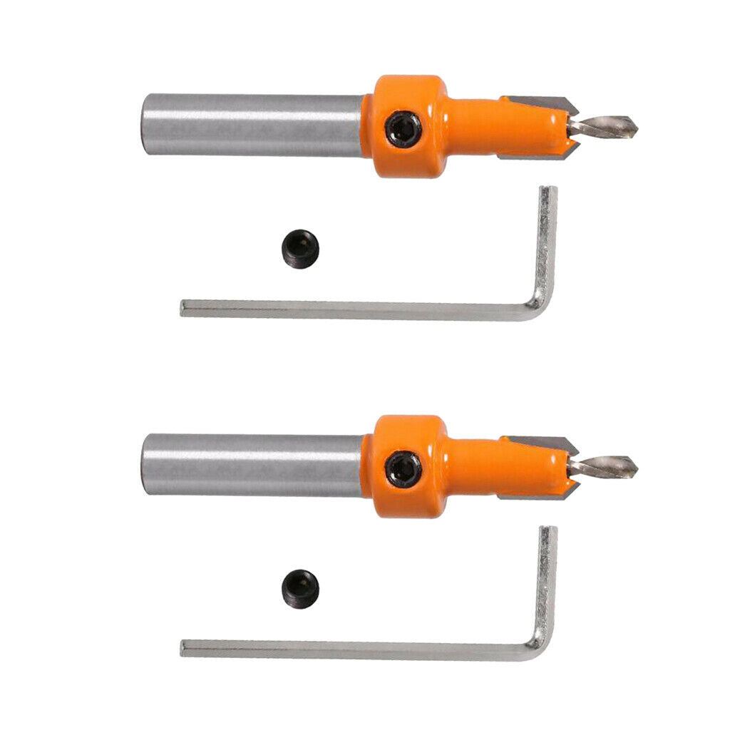 2PCS 8mm Shank Countersink Drill Bits Woodworking Chamfer Counter Bits 4.0mm