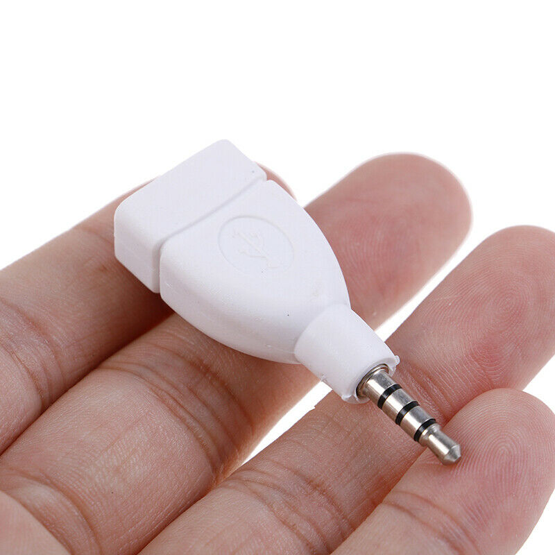Converter Adapter USB 2.0 Female to 3.5mm Male AUX Audio Car Plug Jack white Gy