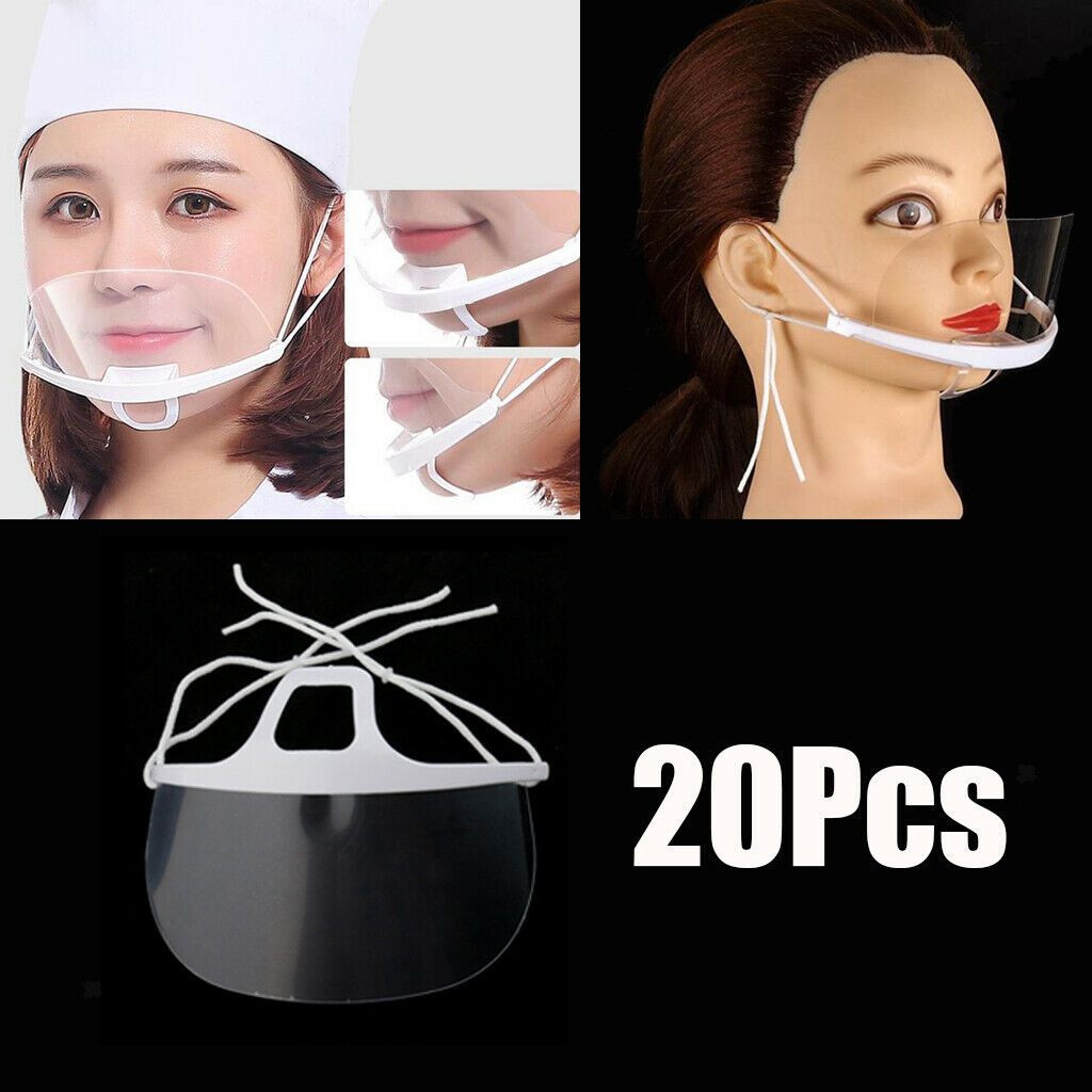 20Pcs Clear Safety Mouth Shield Cover Anti-fog Kitchen Protector Easy Wear