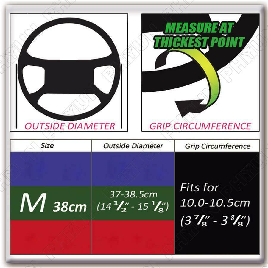 38cm DIY Hand Sewing Car Steering Wheel Cover Premium Leather Black & Red Line