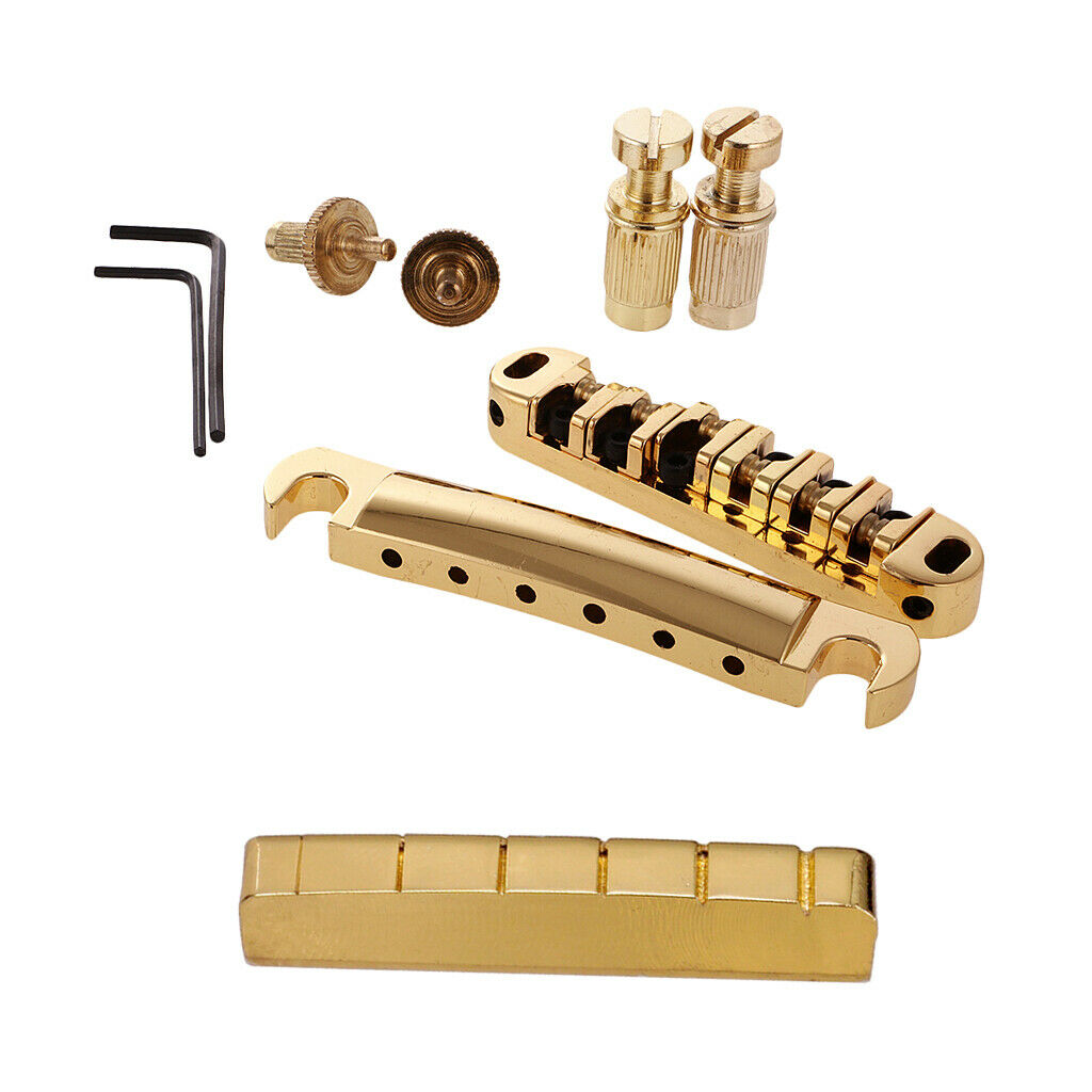 Durable Electric Guitar Roller Bridge Saddle Set 43MM 6 String Brass Slotted