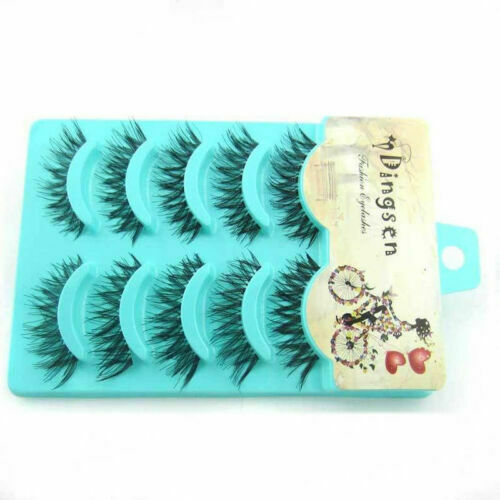 5Pair Natural Long Eye Lashes Handmade Messy Cross False Eyelashes Makeup Black