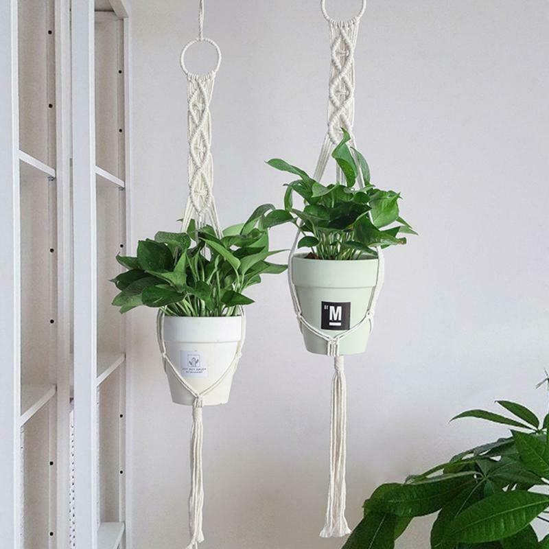 Macrame Plant Pot Hanger Cotton Woven Hanging Basket Flowerpot Lift Rope Decor