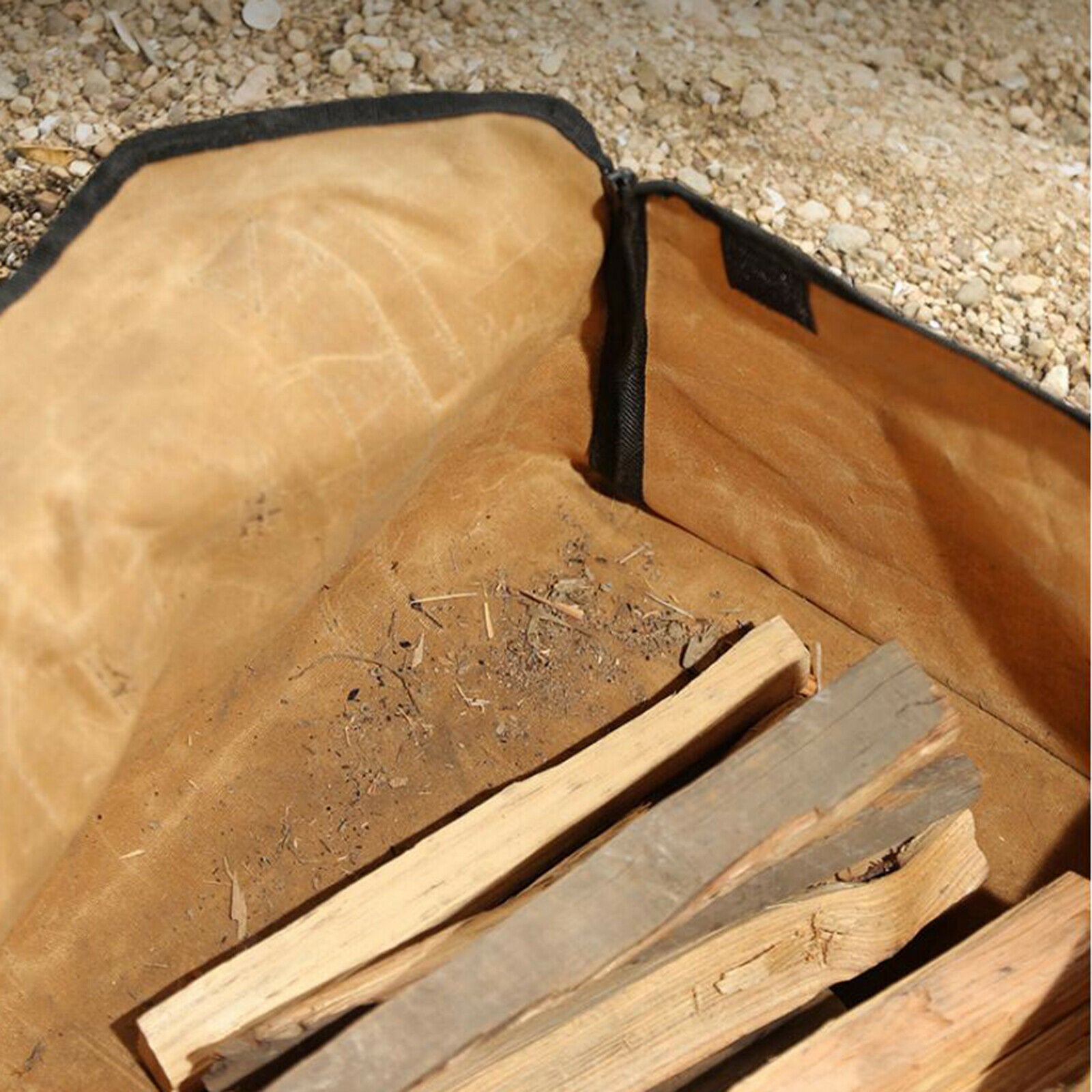 Wax Canvas Firewood Bag Indoor Log Carrier Tote Wood Holder BBQ Accessory