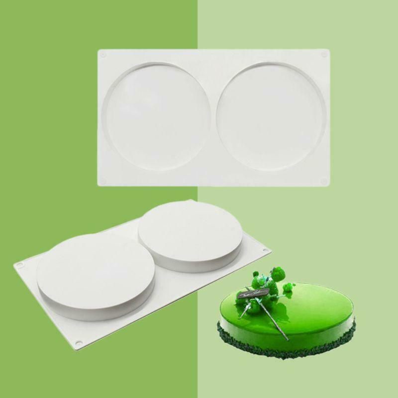 2Cavity Large Round Disc Candy Silicone Mold Shallow Cylinder Cake Fondant Mould