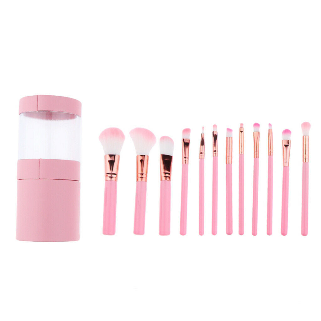 12 Pieces Eye Nose Face Makeup Brushes Blush Powder Foundation Brush Pink