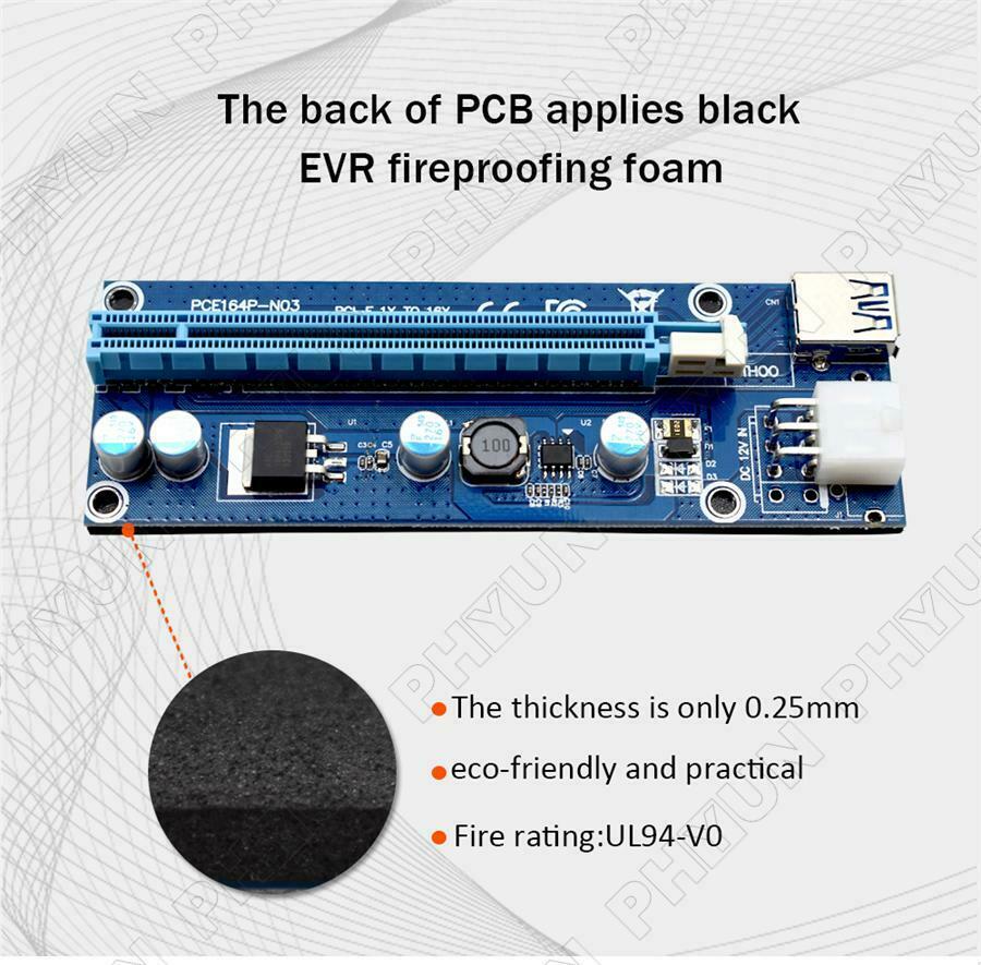 10x PCI-E 16X Riser Board 1X Adapter Card w/ SATA & USB Cable For BTC ETH Mining
