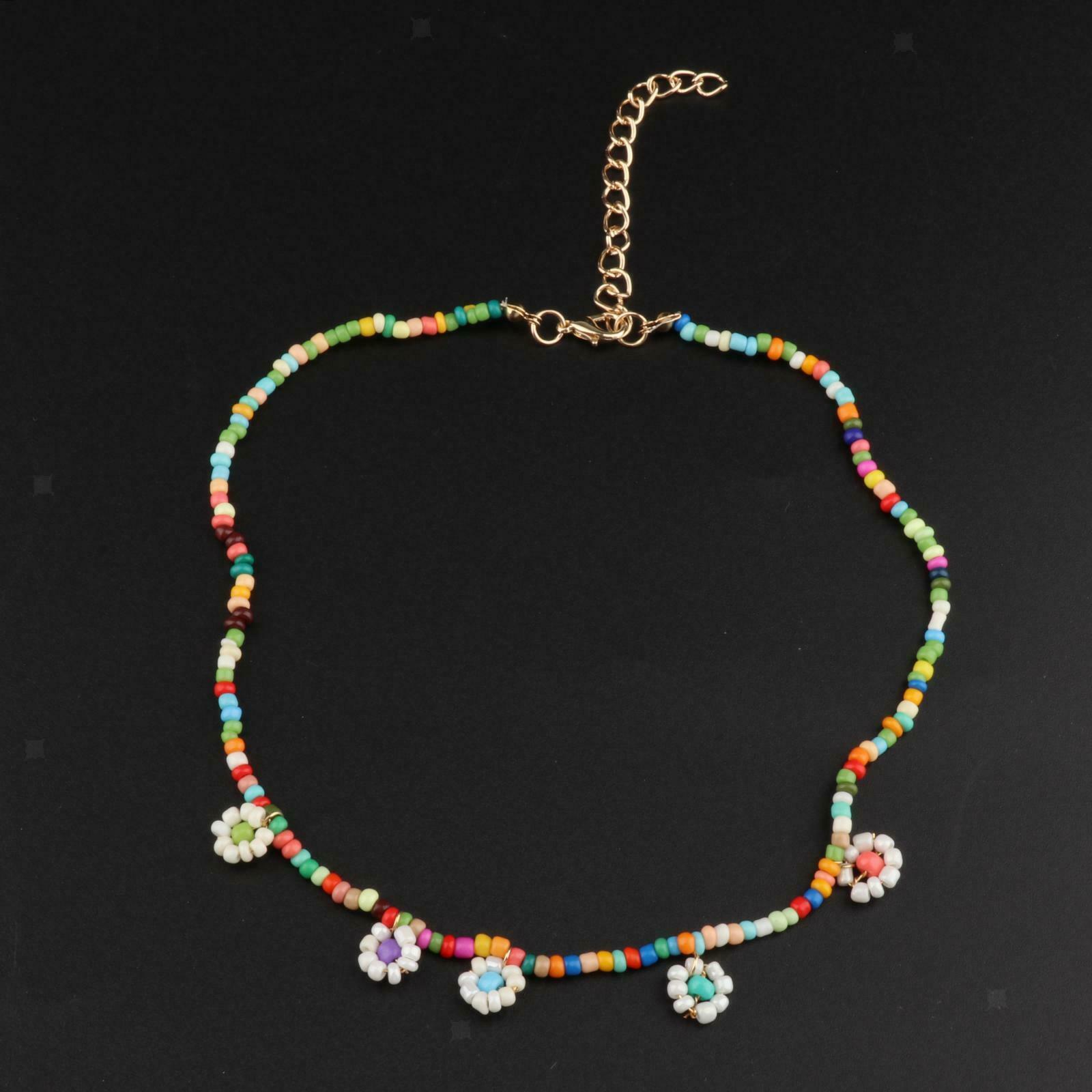 Womens Trendy Beads Flower Long Necklace Choker Chain Jewelry Accessory