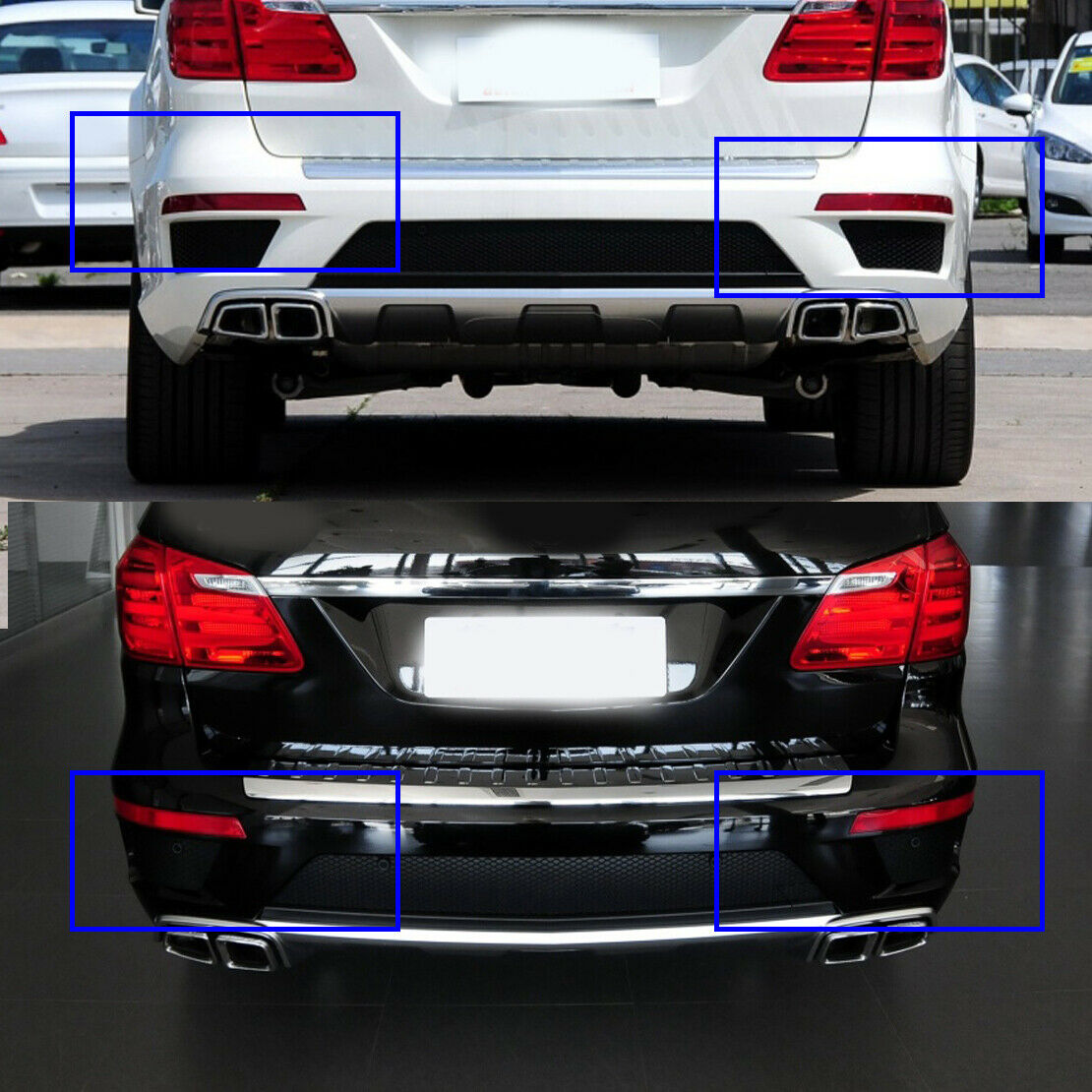 Car 1Pair Rear Bumper Reflector Red Lens Fit For Mercedes GL X166 GL320 2013-16