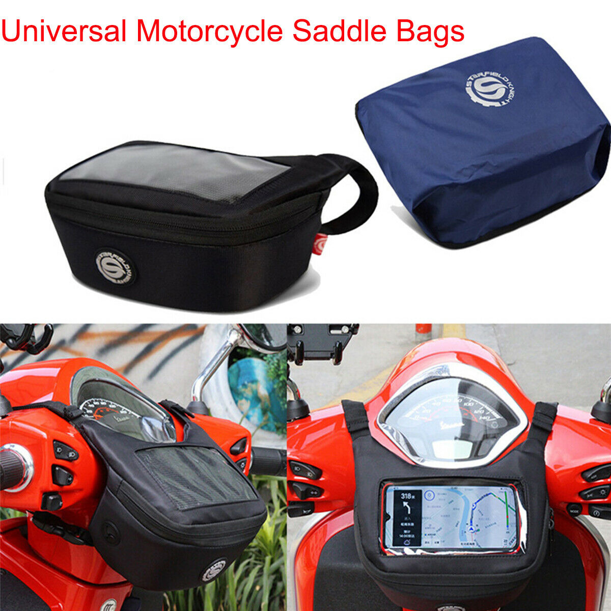 1PCS 23 x 15 x 14CM Motorcycle Handlebar Fuel Tank Bag Windshield Bag Universal