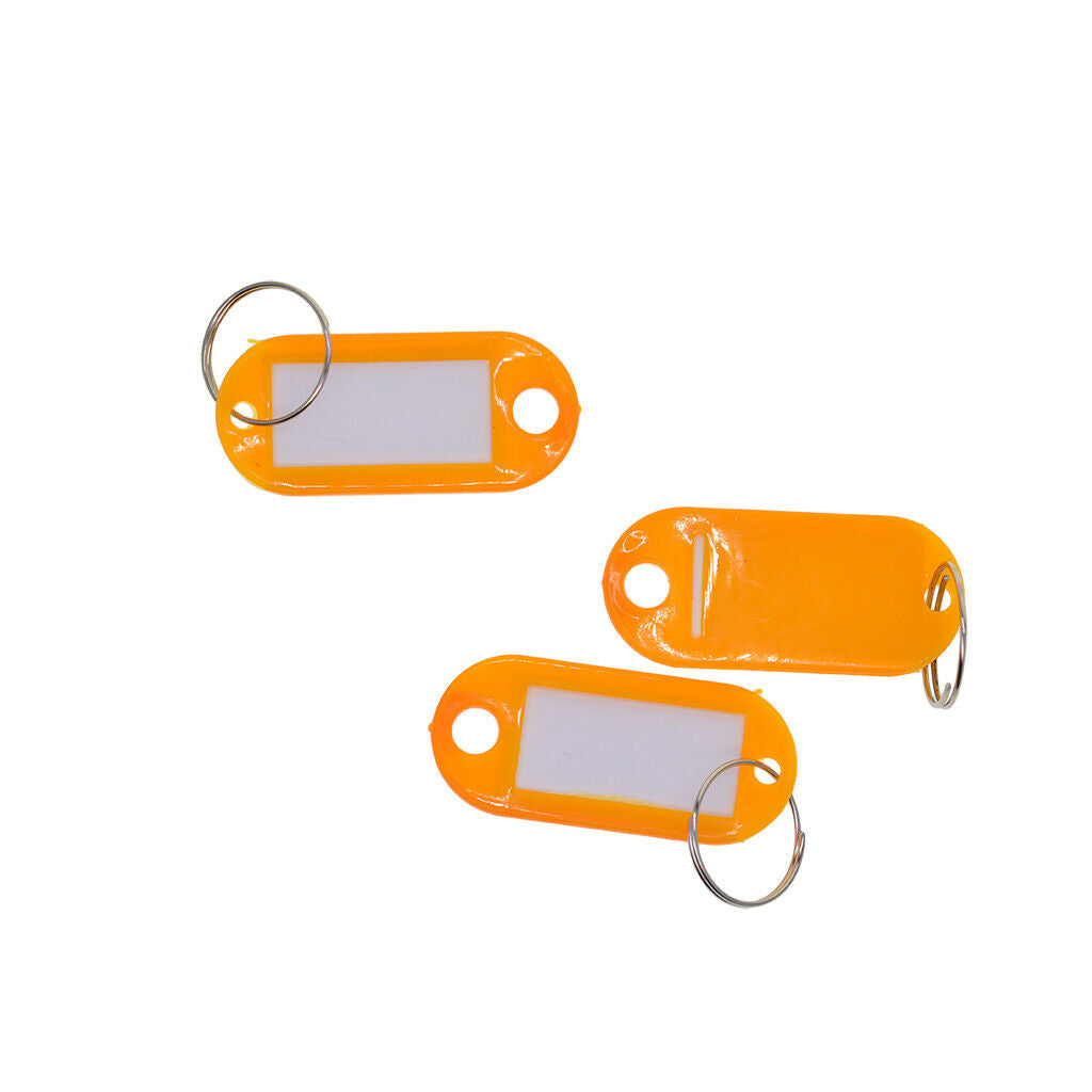 50x Plastic KEY TAG Alloy Ring For ID Tag Card FOB Label Car Identity Orange