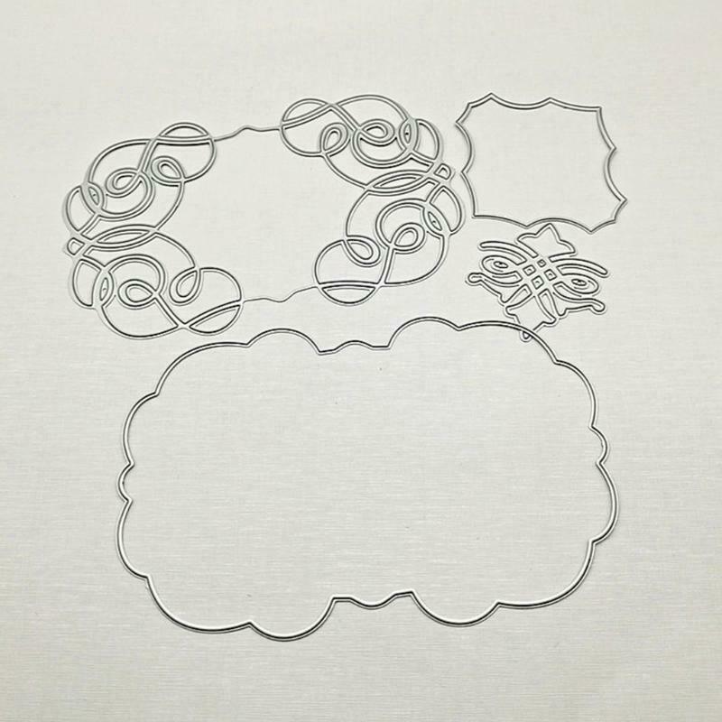 Striped Floral Background Metal Cutting Dies Greeting Card Stencil DIY Template