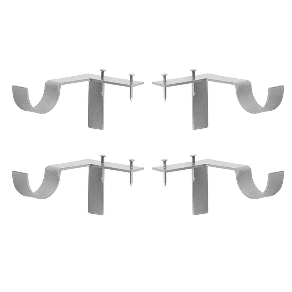 4Pcs Curtain Rod Brackets Kitchen Holders No Drilling Window Bedroom Decor