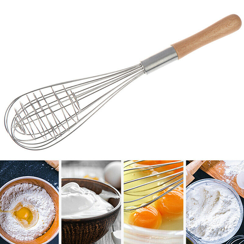 Wood handle Stainless Steel hand Beaters Kitchen Gadgets Egg Stirring WDDAU