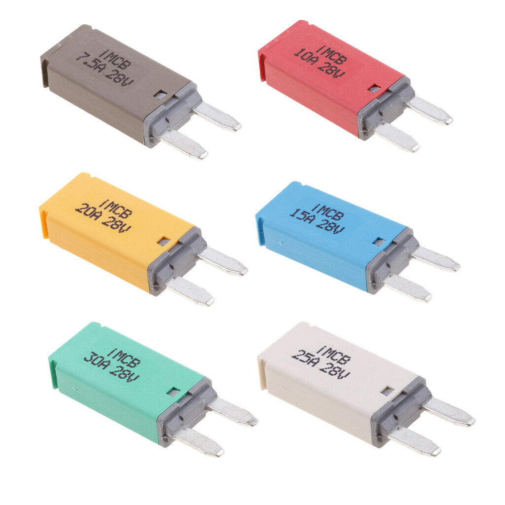 6 Piece Car ATM Mini Blade Fuse Kit Circuit Breaker Manual Reset