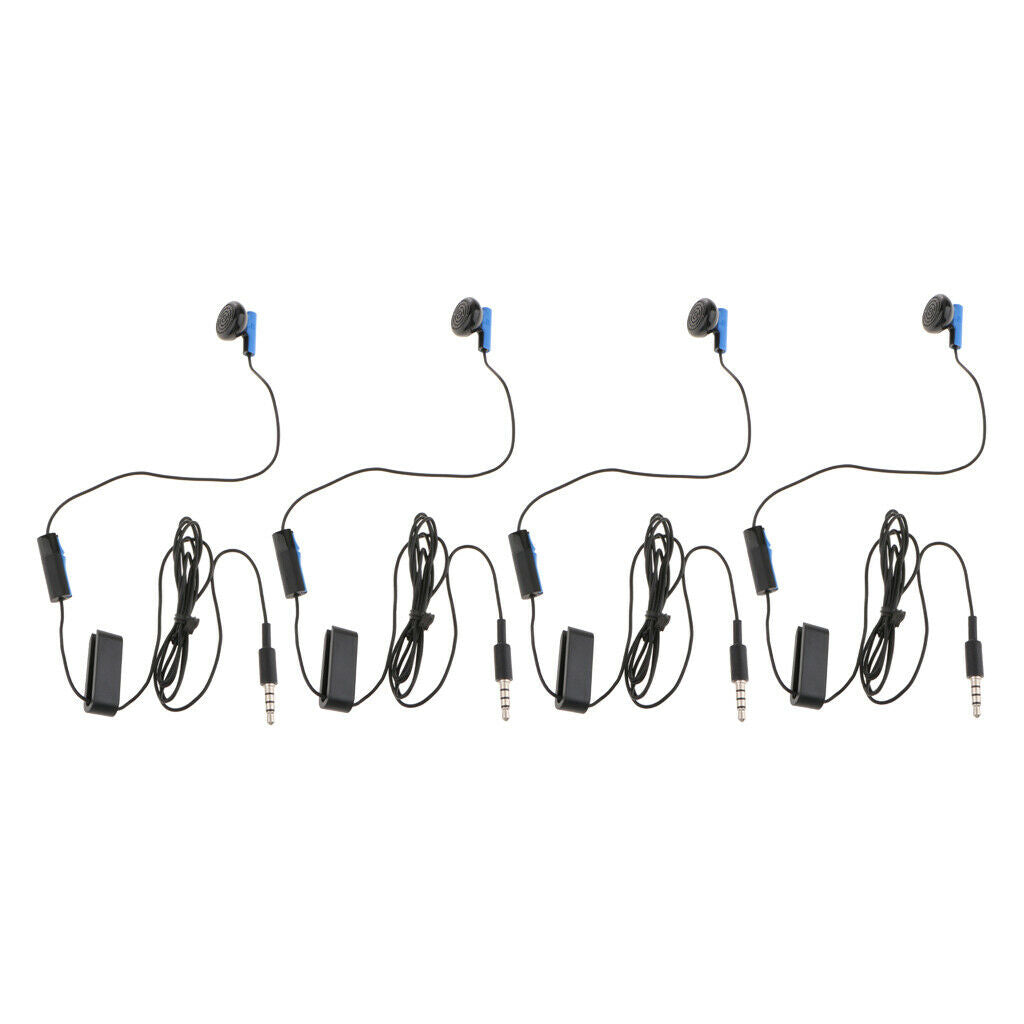 4Pieces Portable Mono Earphone with Mic 1.2m Headset Earpiece for Sony PS4