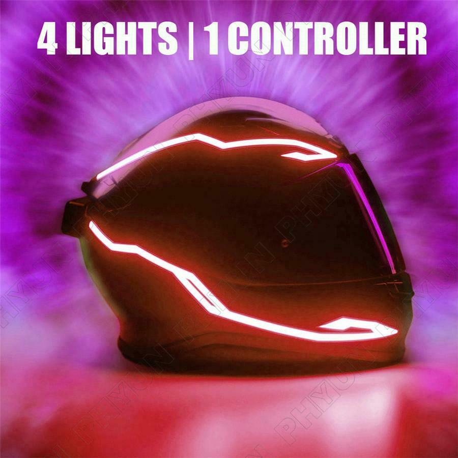 Red LED Motorcycle Scooter Helmet Flashing Light Stripe Bar Decoration Lamps 2x