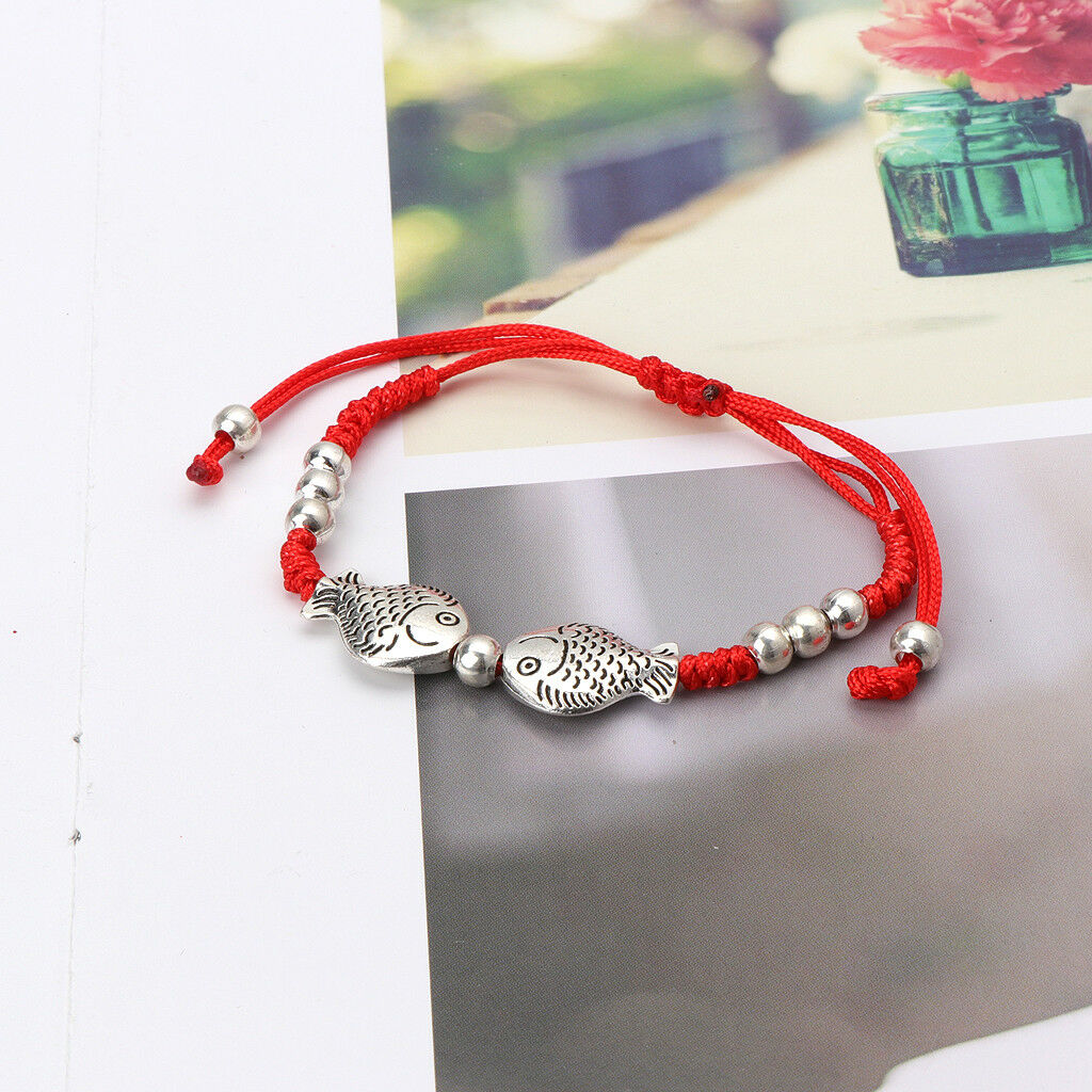 Two Fish Charm Red String Rope Braided Kabbalah Bracelets Fashion Women Jewelry