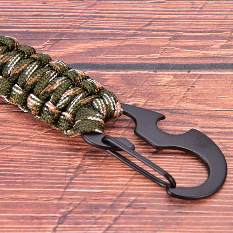 Outdoor Keychain Ring Camping Carabiner Paracord Cord Rope Camping Open.l8