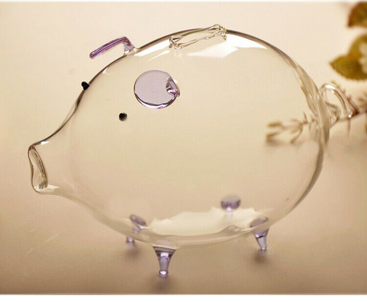 Glass Piggy Bank Pig Money Box Saving Coins & Cash Chilren Saving Box Gift