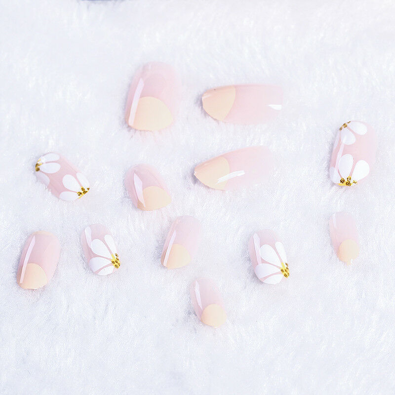 24x lady women's daisy style long manicure art tips false nails tool gift DIY&DD