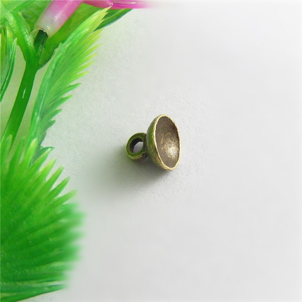 40 pcs Antiqued Bronze Mini Cap Bail Charm Pendant Jewelry Crafts Alloy 8x8mm