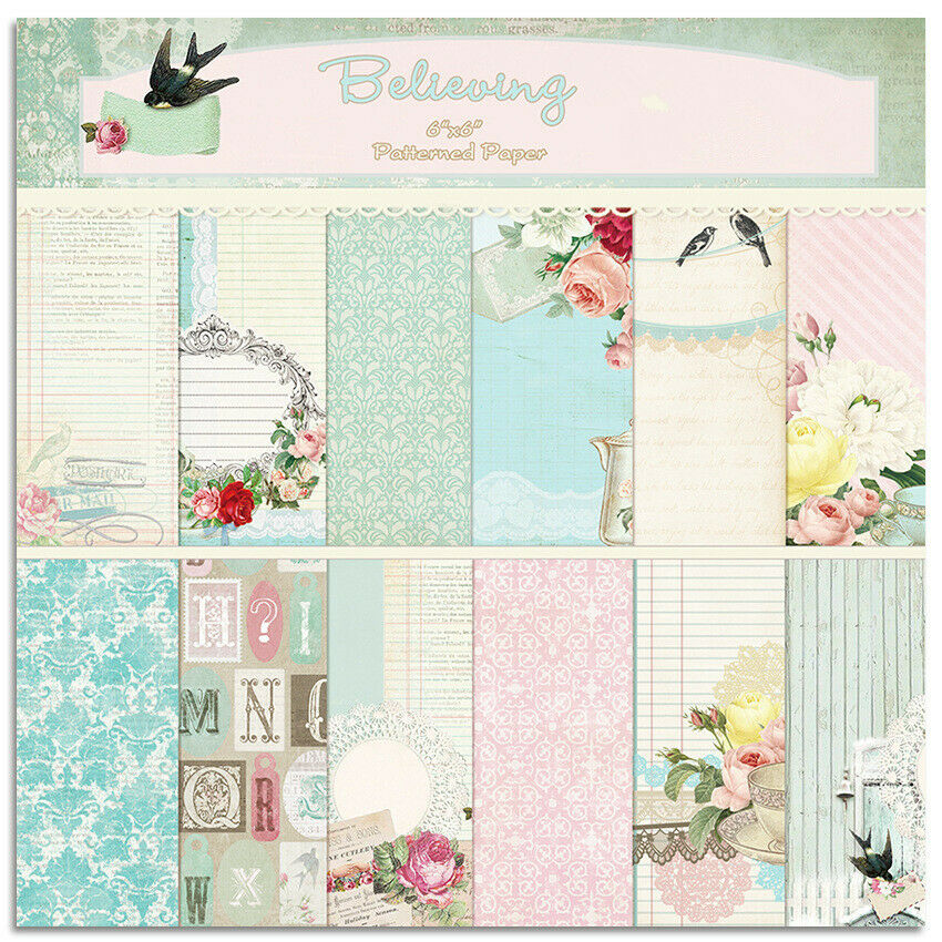 12PCS 6'' Floral Paper Pad Sheet Origami Scrapbooking Background Diary Handcraft