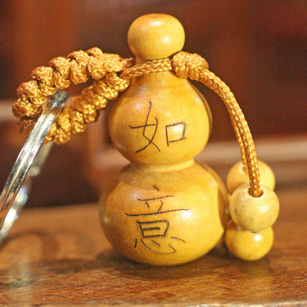1 Pcs Gourd Craft Keychain Mahogany Chinese Traditional Fortune Keyring D.l8