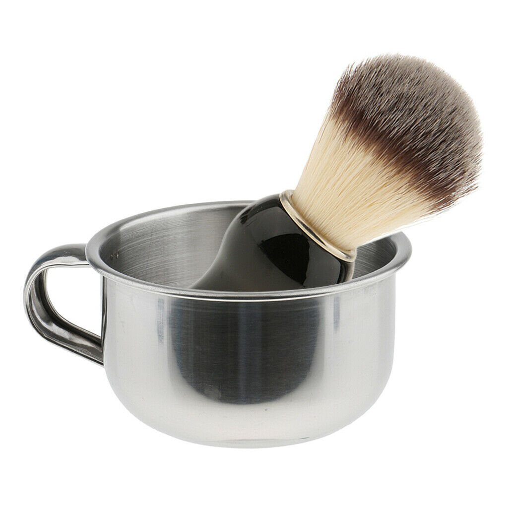 2 in 1 Shaving Brush ABS Handle +Bowl Cup Mug Travel Set for Men