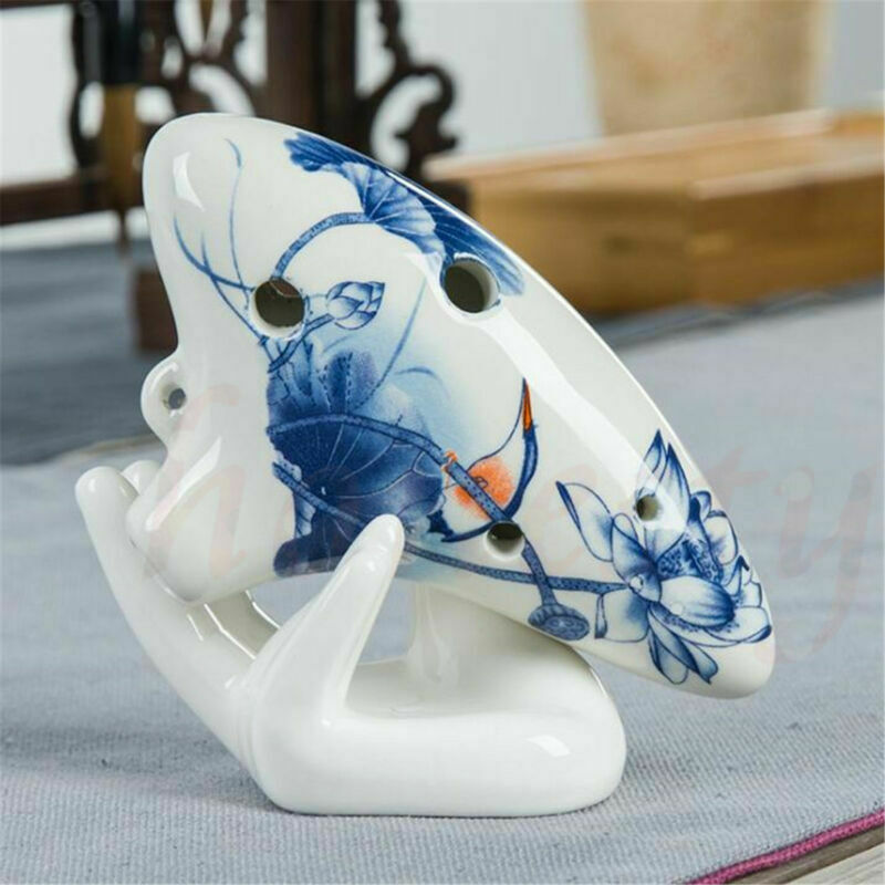 Ocarina White Ceramic Hand Holder Support Stand For 6 Holes 12 Holes Flute Deocr