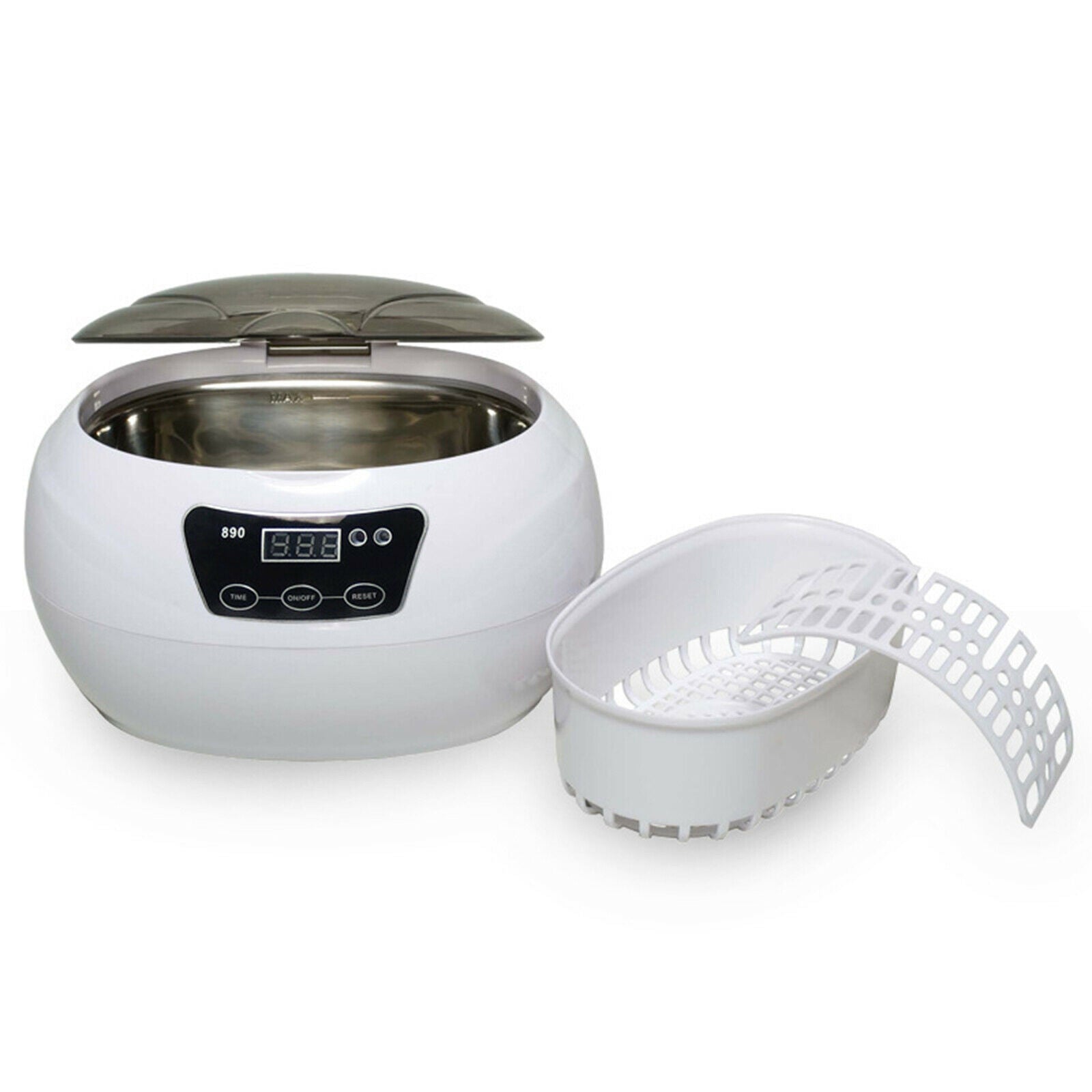 Household Ultrasonic Cleaner 600mL for Jewelry Glasses Ring White UK Plug