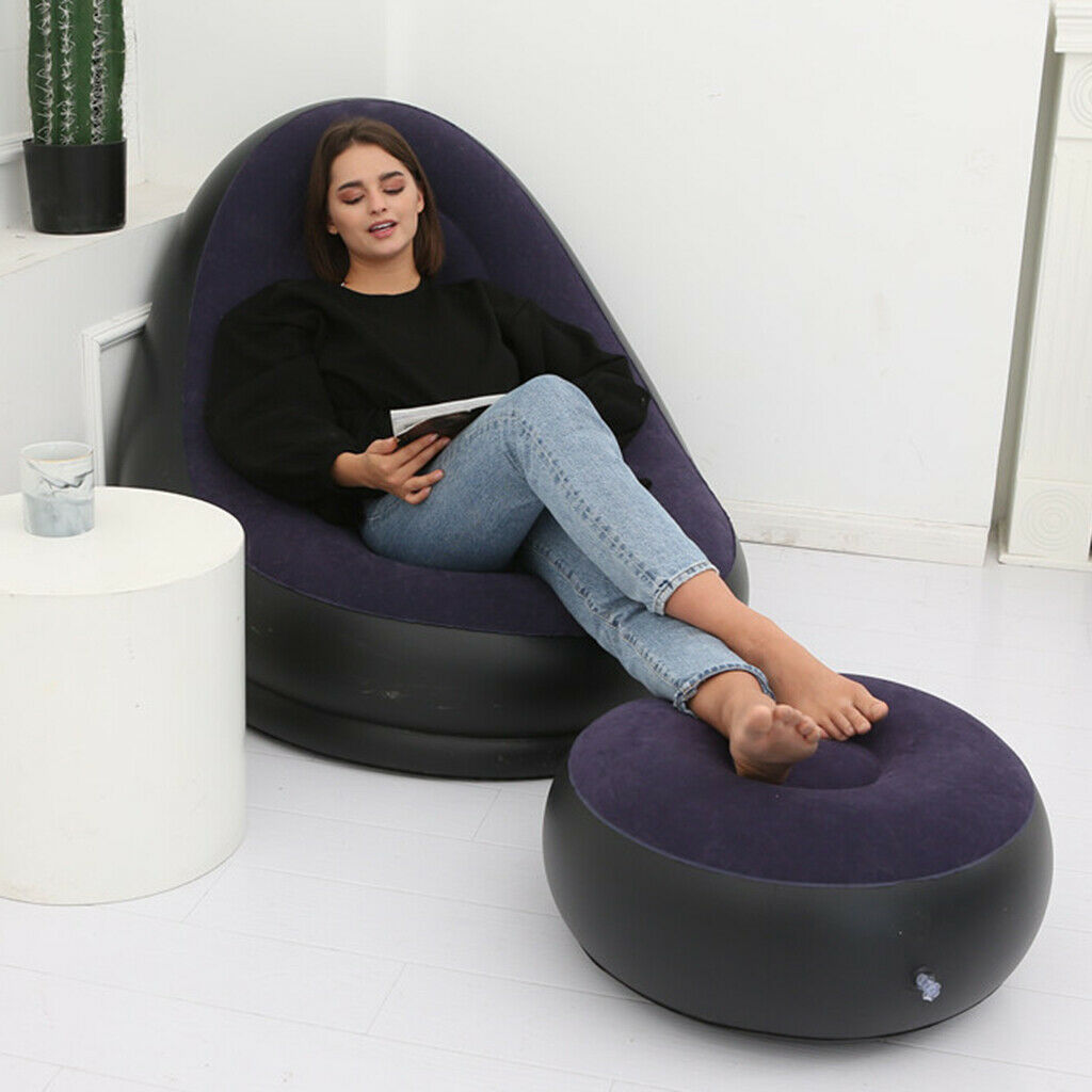 3x Inflatable Stool Ottoman Beach Leisure Air Chair Living Room 62x32cm