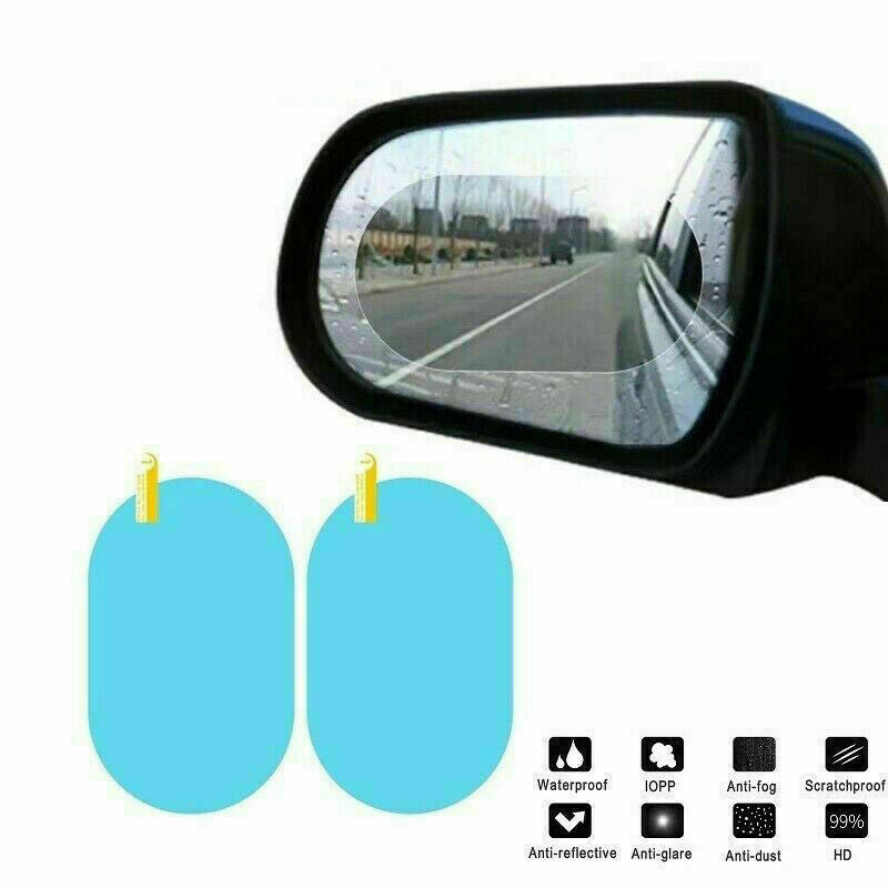 4Pcs Car Rearview Mirror Waterproof Membrane Anti-glare Anti-Fog Film Stickers ~