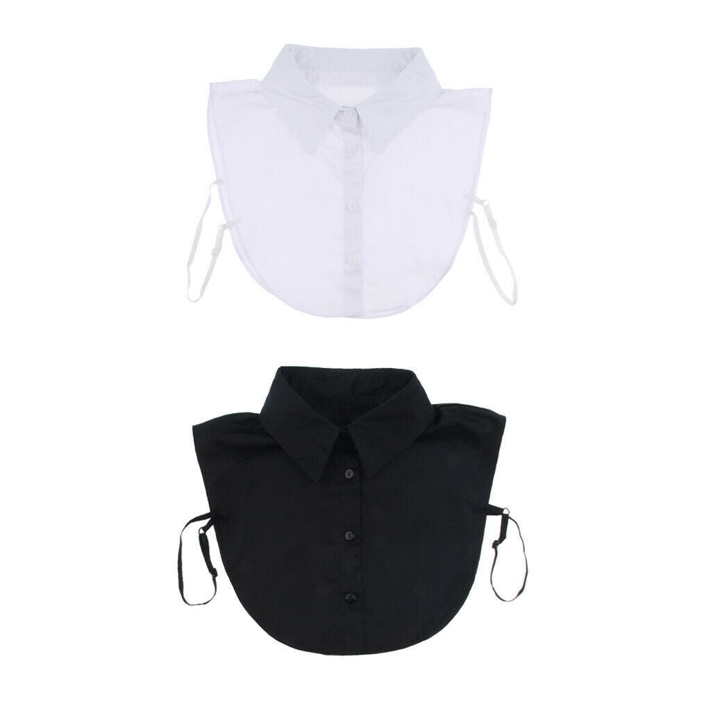 2x False Faux Collar Half Shirt Blouse Detachable W / 4 Buttons