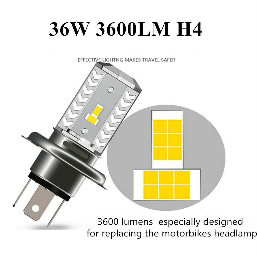 LED Motorcycle Headlight Bulb HID Hi/Low Beam 36W 3600LM H4 9003 HB2  Waterproof