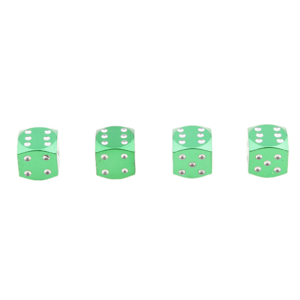 4Pcs Green Dice Tire/Wheel Stem Air Valve Caps Covers Set Motorcycle ATV