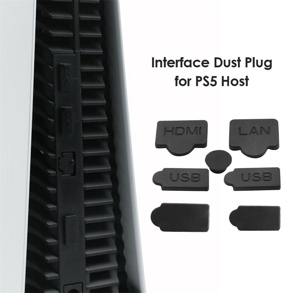 For Playstation 5 Silicone Dust Plugs Set USB Anti-Dust Cap Dustproof Cover