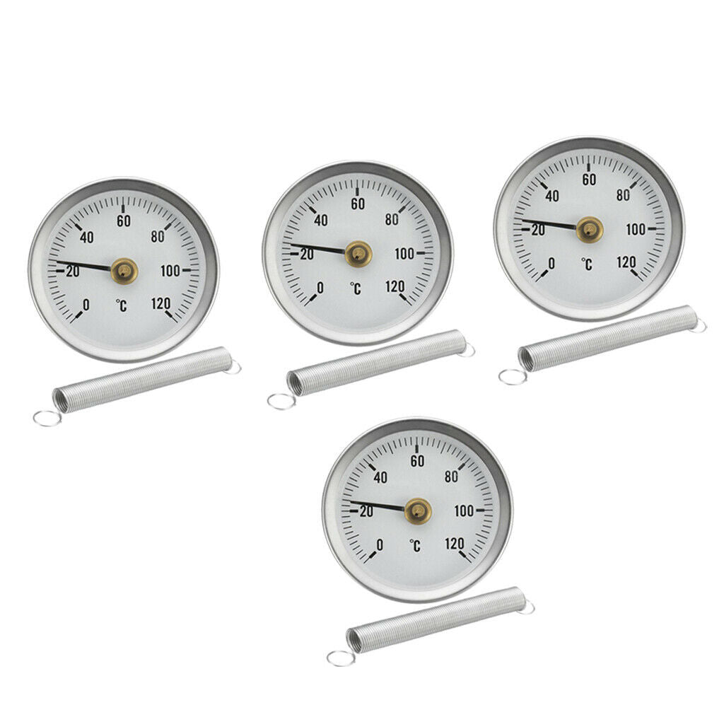 4X 63mm Clip-on Pipe Temperature Gauge With Spring for Heating Oil Tanks